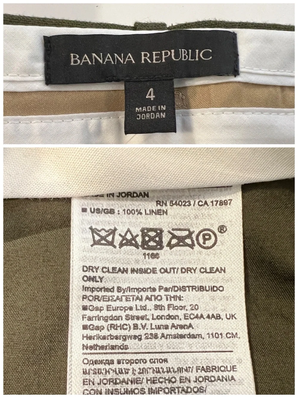BANANA REPUBLIC Women’s Size 4 Camo Green Palma Straight-Leg Linen Pant
